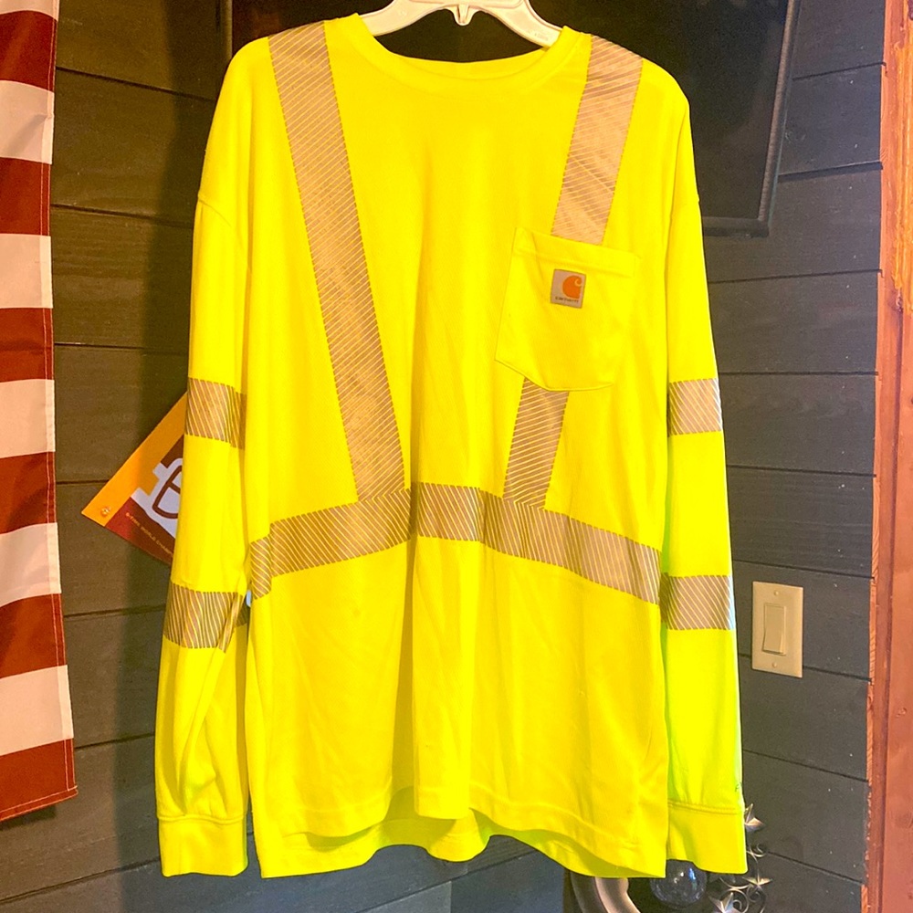 Carhartt Hi-Vis Yellow Long-Sleeve Safety Pocket Tee